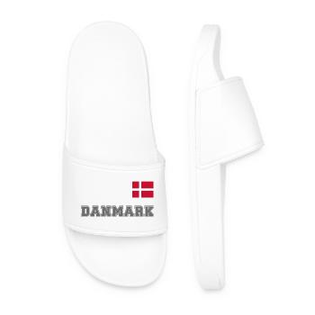 Dänemark Trikot Look – DANMARK mit Fahne Flagge - Männer Badelatschen - Weiß - Vorne