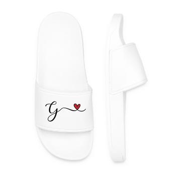 Lettre G avec initiales monogrammes en forme de cœur - Claquettes Homme - blanc - Devant