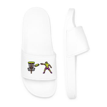 Graphique du lancer du joueur de disc golf - Claquettes Homme - blanc - Devant