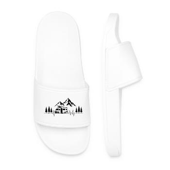 Camping love with heartbeat and motorhome - Men’s Pool Sliders - white - Front