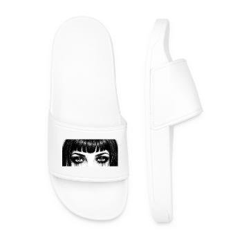 Black and White Eyes Teardrop Design - Men’s Pool Sliders - white - Front