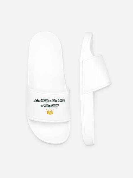 Kronenmotiv: 50% Mama 50% Papa - Männer Badelatschen - Weiß