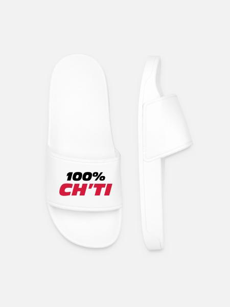 100% Ch'ti - Claquettes Homme - blanc