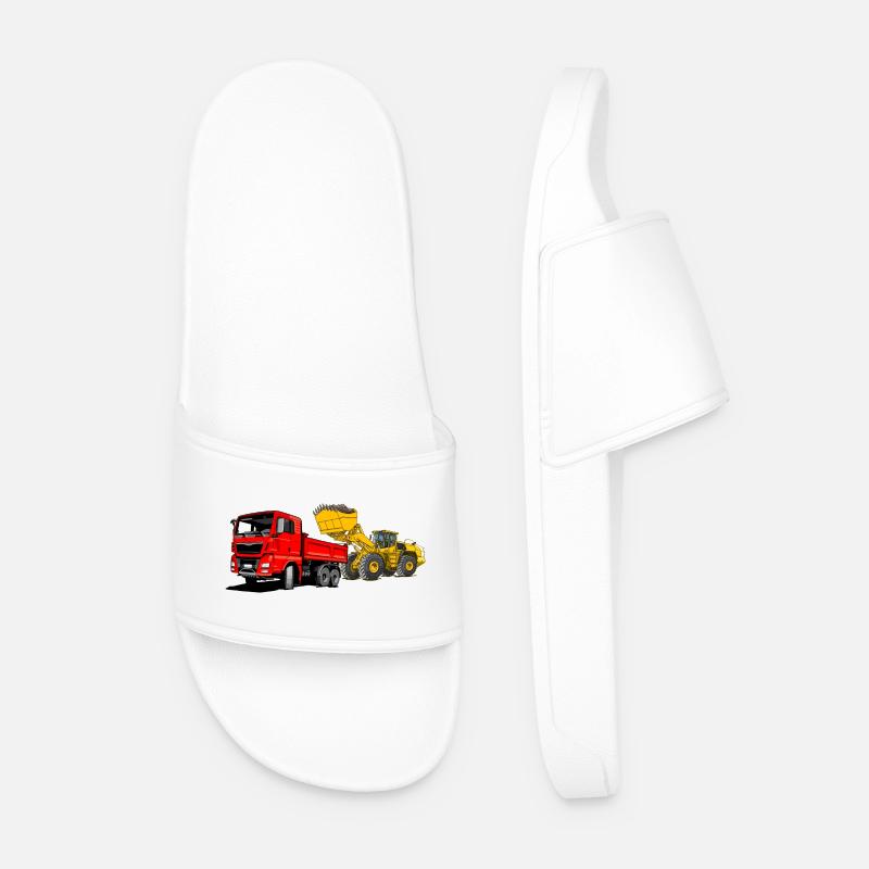 Construction site, truck, wheel loader - Men’s Pool Sliders - white