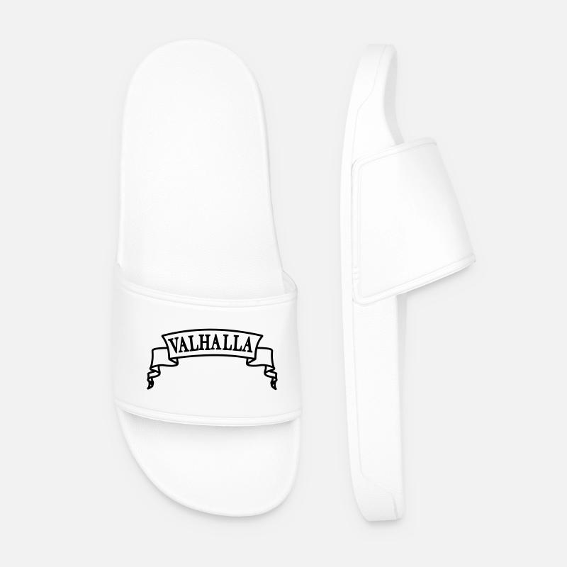 Valhalla in the banner - Men’s Pool Sliders - white