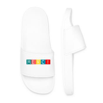 MERCI. THANKS. THANK YOU. ANNIVERSAIRE. NAISSANCE. - Claquettes Homme - blanc - Devant