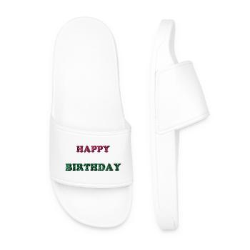JOYEUX ANNIVERSAIRE. HAPPY BIRTHDAY. ANNIVERSAIRE. - Claquettes Homme - blanc - Devant