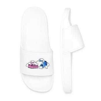 Girl Boy Shoe Pair Illustration - Men’s Pool Sliders - white - Front