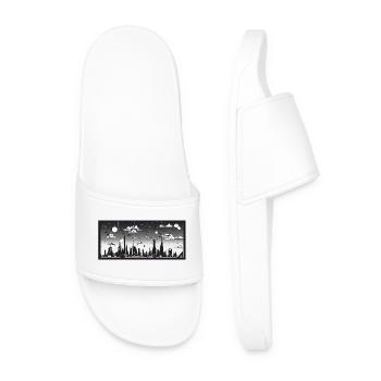 Manga Comic Future City Skyline - Men’s Pool Sliders - white - Front