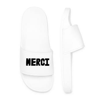 MERCI. ANNIVERSAIRE. NAISSANCE. RETRAITE. MERCI - Claquettes Homme - blanc - Devant