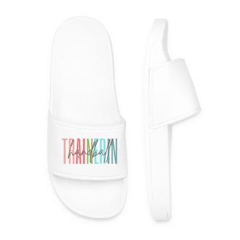 Trainerin Handball Handballtrainerin Geschenk - Männer Badelatschen - Weiß - Vorne