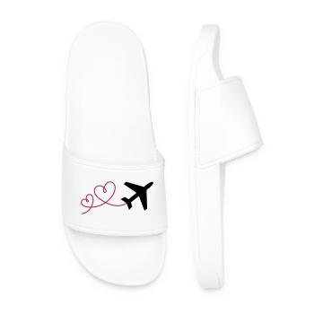 Airplane with 2 hearts - Men’s Pool Sliders - white - Front