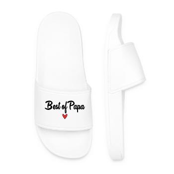 DAD. FATHER'S DAY. HAPPY FATHER'S DAY. HAPPY BIRTHDAY. - Men’s Pool Sliders - white - Front