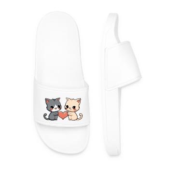 Chat Couple Saint-Valentin - Claquettes Homme - blanc - Devant