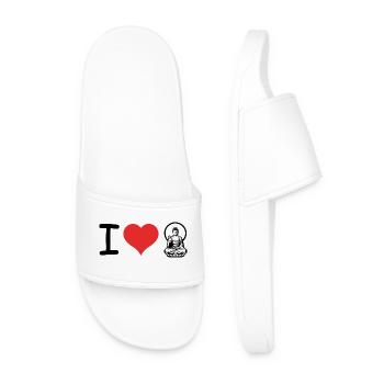 I love Buddha Heartbeat Pulse - Religion Design - Männer Badelatschen - Weiß - Vorne
