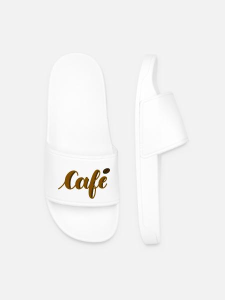 Coffee Lettering - Men’s Pool Sliders - white