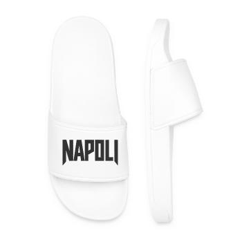 Napoli Schriftzug schwarz - Neapel Schrift schwarz - Männer Badelatschen - Weiß - Vorne