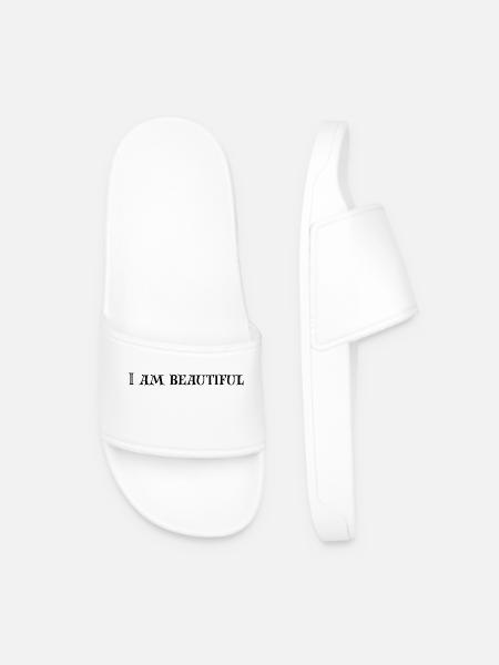 I am beautiful design show your beauty - Men’s Pool Sliders - white