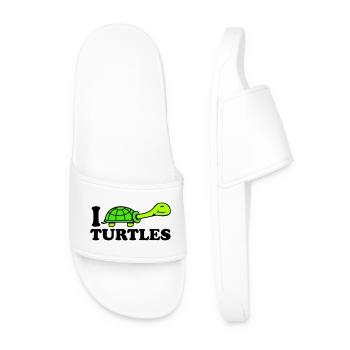 I Love Turtles I Love Logo Cute - Men’s Pool Sliders - white - Front