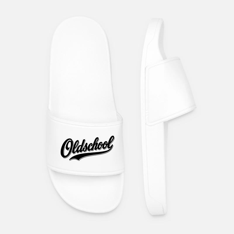 Oldschool Retro Logo T-Shirt - Männer Badelatschen - Weiß