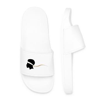 Minimalist Black And White Afro - Men’s Pool Sliders - white - Front