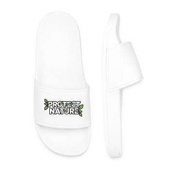 Protection of Nature Leaf Logo - Men’s Pool Sliders - white - Front