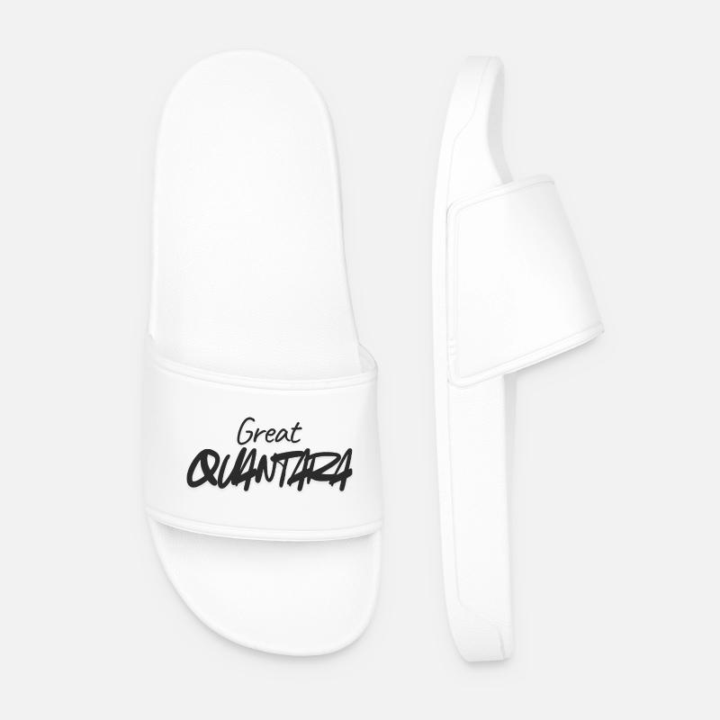 Great Quantity Graffiti Script - Men’s Pool Sliders - white