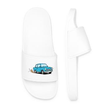 Blauer Cartoon Wagen Retro Charme - Männer Badelatschen - Weiß - Vorne