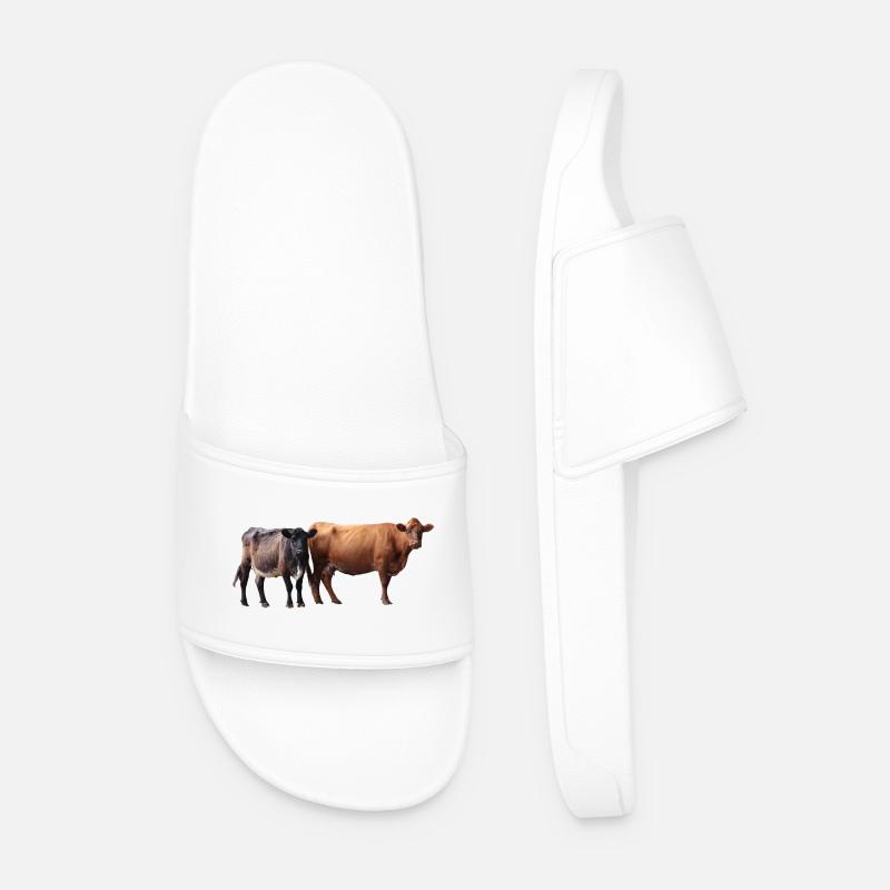 zwei Kühe - Männer Badelatschen - Weiß