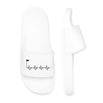 Golf Golfer Golf Golf Hole avec drapeau ECG Battement de cœur - Claquettes Homme - blanc - Devant
