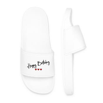 HAPPY BIRTHDAY. CHRISTMAS. YEAR. ANNIVERSARY - Men’s Pool Sliders - white - Front