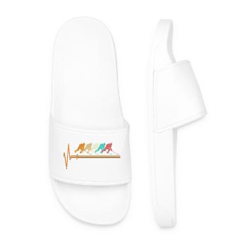 Icey Hockey Heartbeat ECG Pulse Retro Player Gift - Men’s Pool Sliders - white - Front