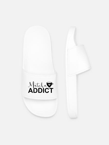 Matcha Addict SVG – Matcha Lover Design - Men’s Pool Sliders - white