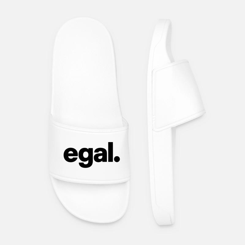 egal. Minimal Deutsches Meme T-Shirt - Männer Badelatschen - Weiß