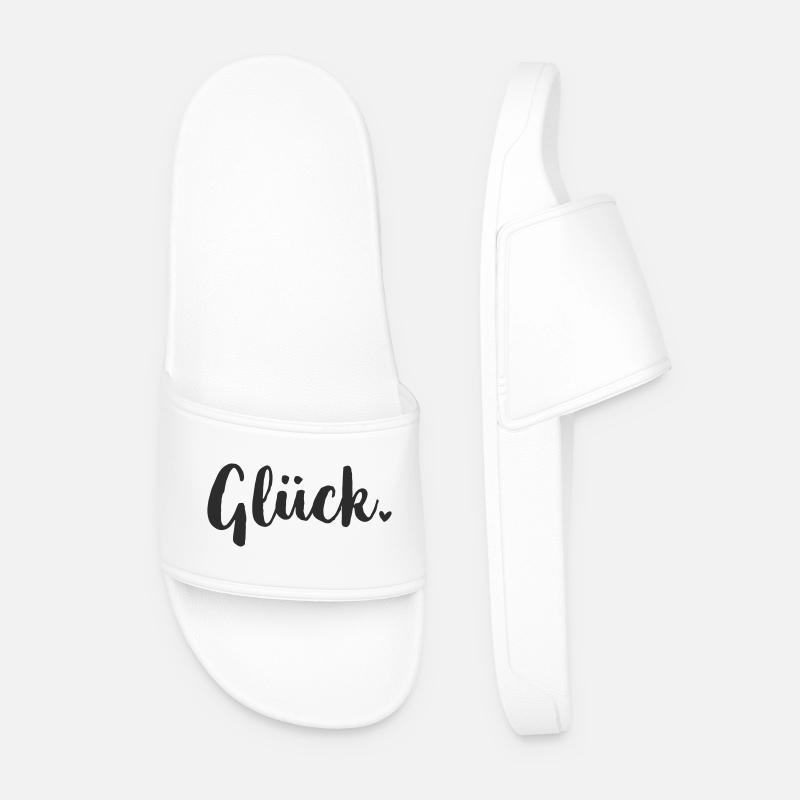 Happiness Statement - Men’s Pool Sliders - white