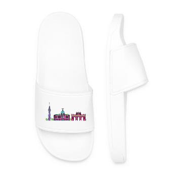 Madrid City Skyline Royal Palac Line Art - Men’s Pool Sliders - white - Front