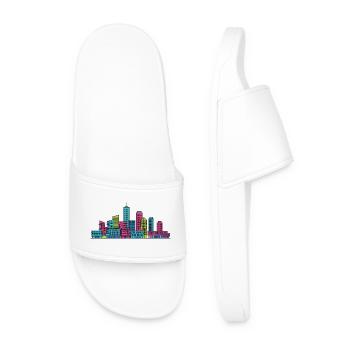 Rotterdam City Skyline Erasmus Bridge Art - Men’s Pool Sliders - white - Front