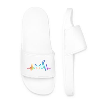 Idée cadeau pour Cat Heartbeat Cat Lover - Claquettes Homme - blanc - Devant