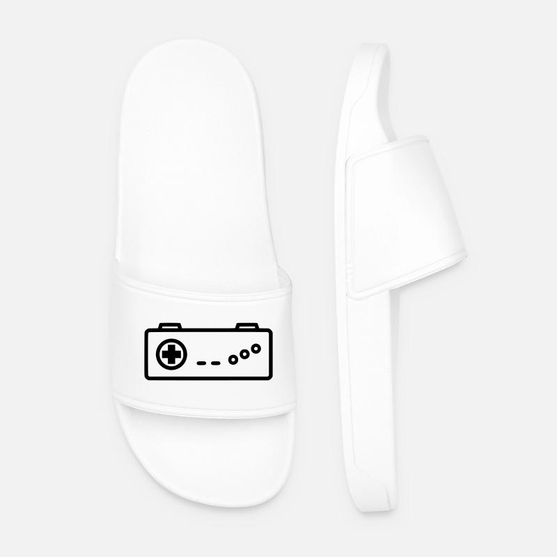 Retro Gamepad Outline Icon - Männer Badelatschen - Weiß