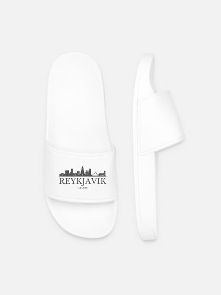 Reykjavik Iceland, Reykjavik skyline - Men’s Pool Sliders - white
