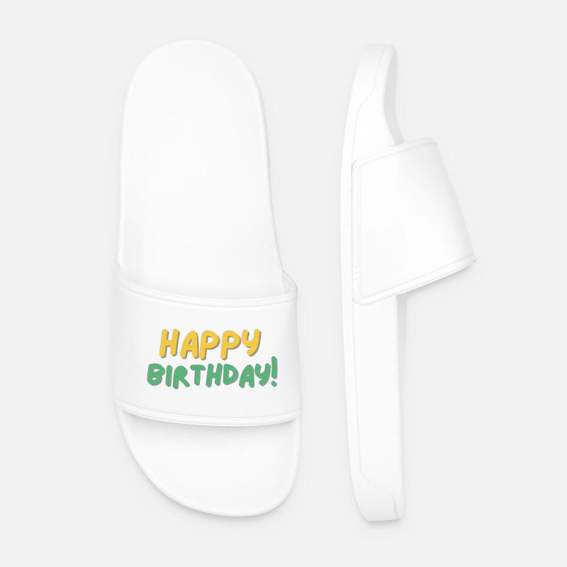 Happy Birthday - Männer Badelatschen - Weiß