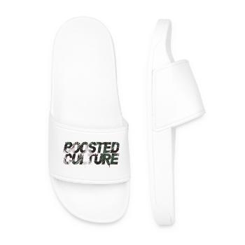 Boosted JDM Car Scene Turbo Tuning Culture Fans - Men’s Pool Sliders - white - Front