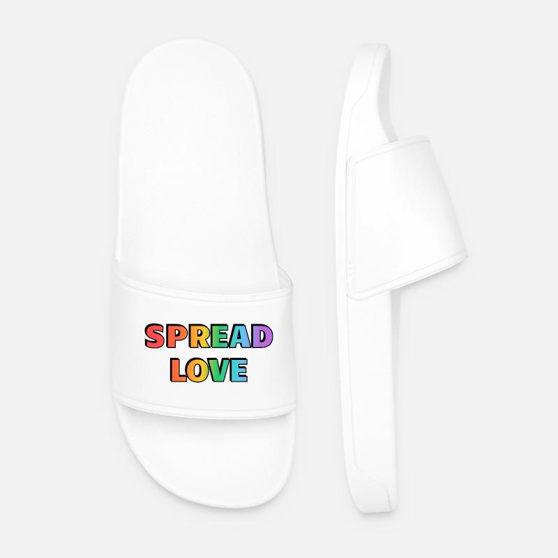 Spread Love Rainbow Typography - Men’s Pool Sliders - white