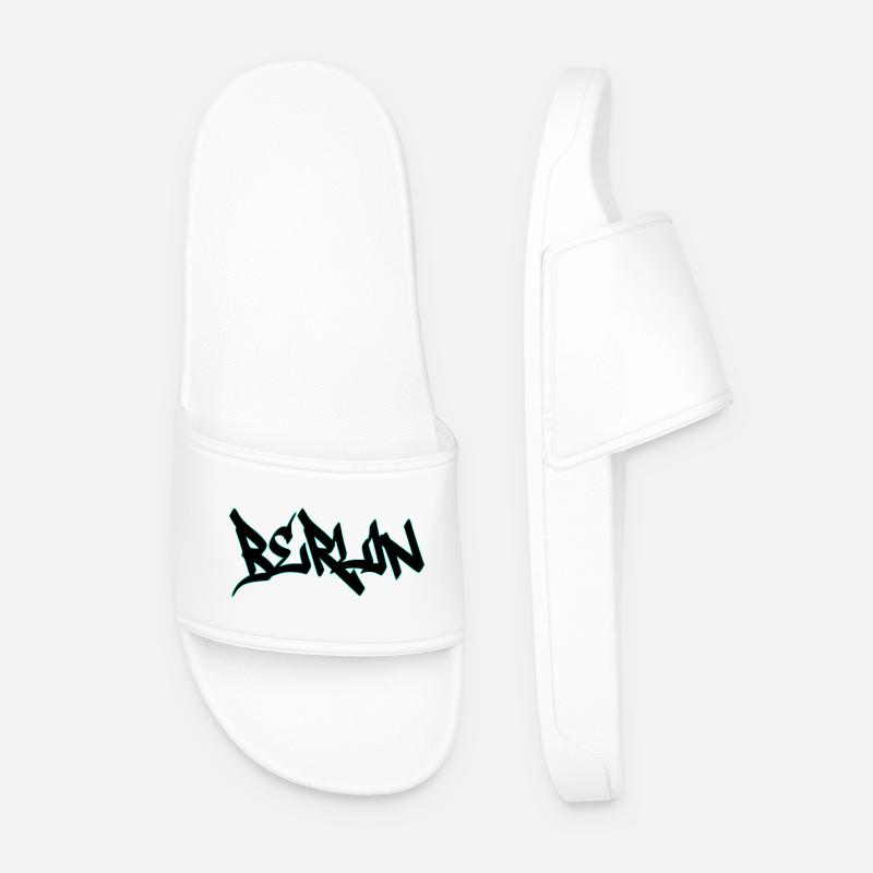 Neon Graffiti Lettering - Men’s Pool Sliders - white