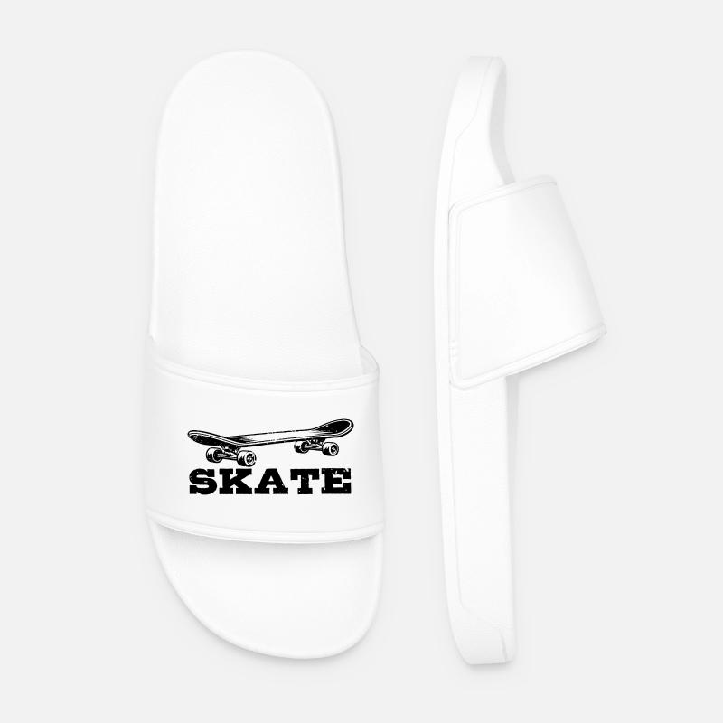 Skateboard | Skate | Skateboarder Gift - Men’s Pool Sliders - white