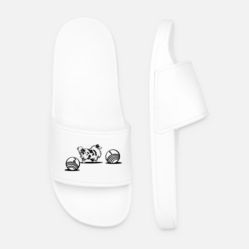 Long-haired Collie Driftball Sport (dyeable) - Men’s Pool Sliders - white