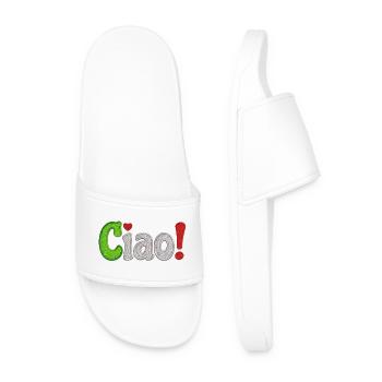 Farbiges Stickdesign Ciao Italien - Männer Badelatschen - Weiß - Vorne