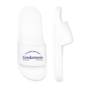 Gendarme Cadeau Humour Personnalisé - Claquettes Homme - blanc - Devant
