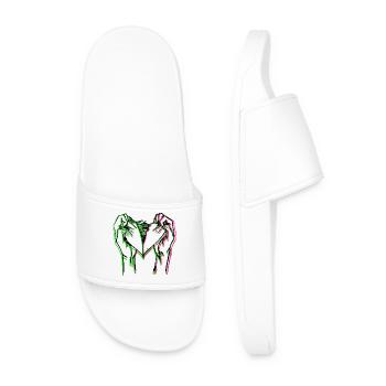 Silhouette de la Main en forme de cœur néon - Claquettes Homme - blanc - Devant