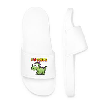 J’aime Dino Dessin animé Bébé Amour Dinosaure T-Rex - Claquettes Homme - blanc - Devant